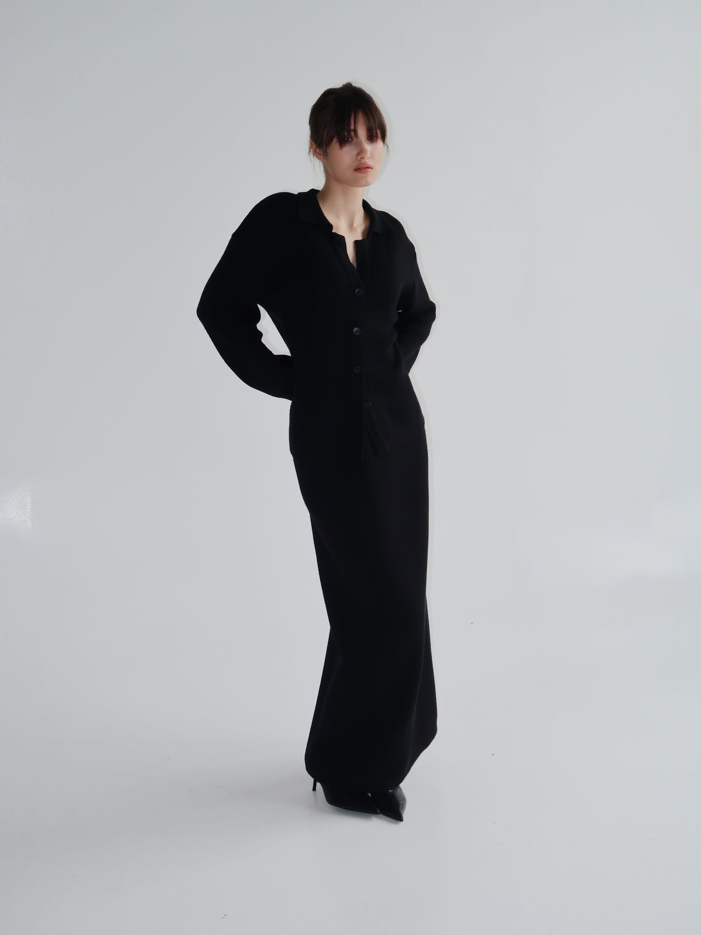 Black Knitted Skirt | Maxi Black Knitted Skirt | Evel