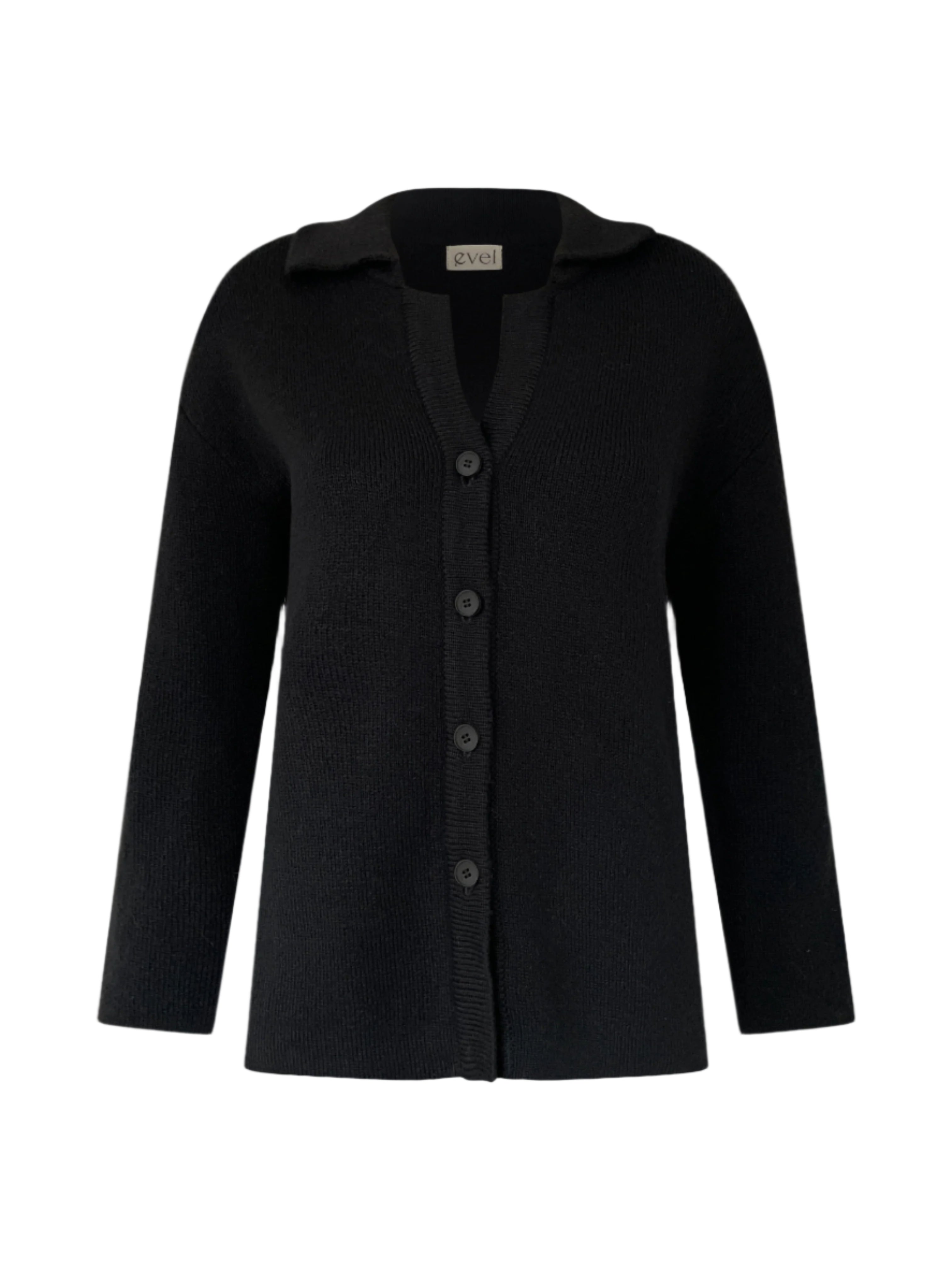 Black Knitted Cardigan | Long Black Cardigan | Evel