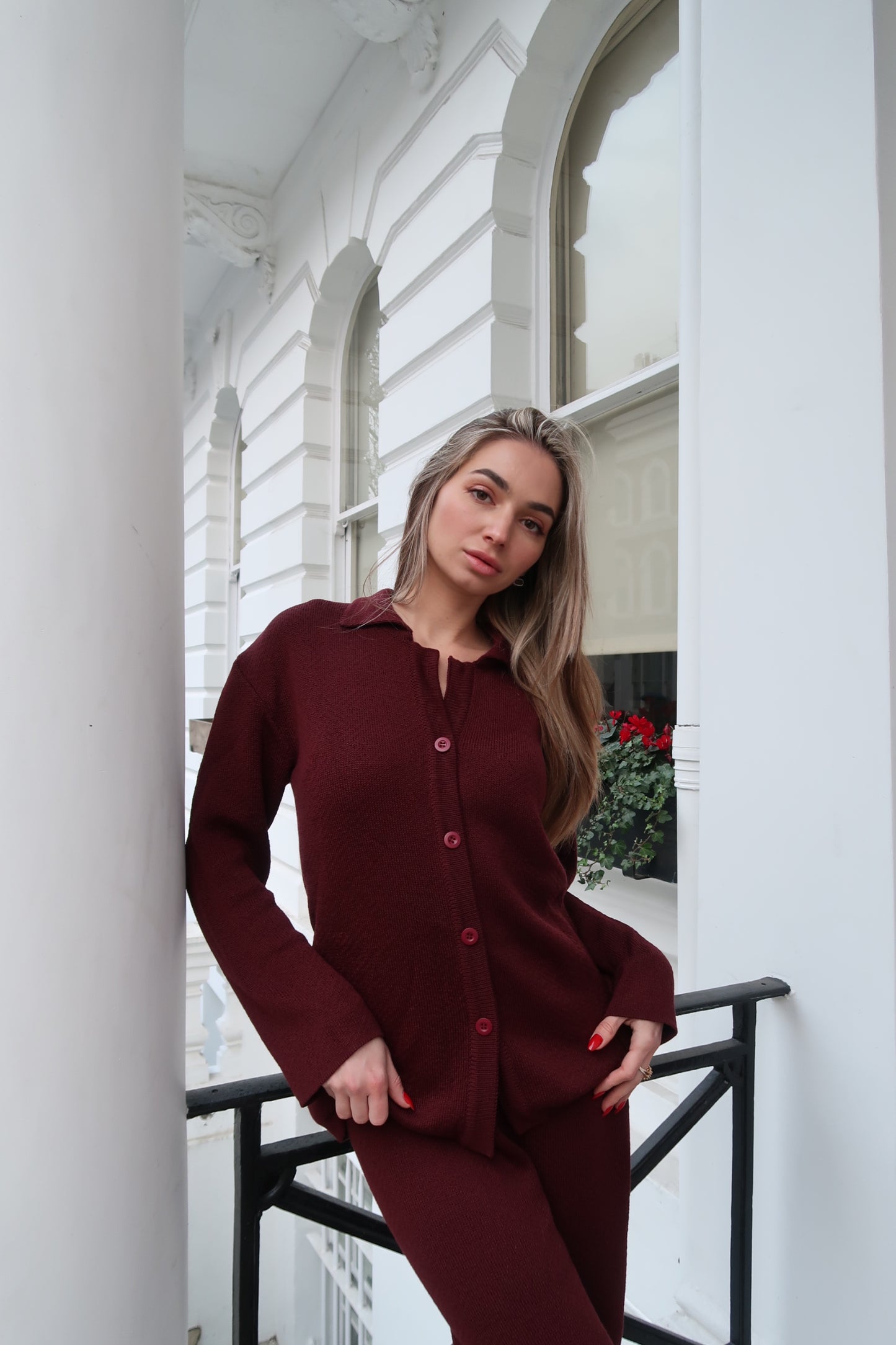 Women's Burgundy Cardigan | Burgundy Knitted Cardigan | Evel